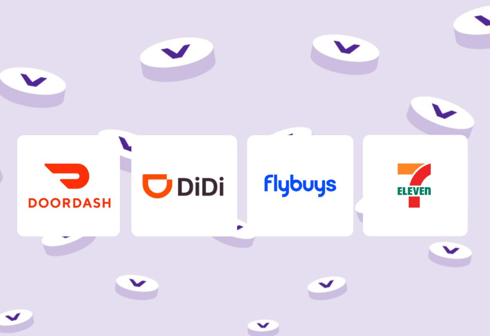 Tile with the DoorDash, DiDi, Flybuys, and 7-Eleven logos